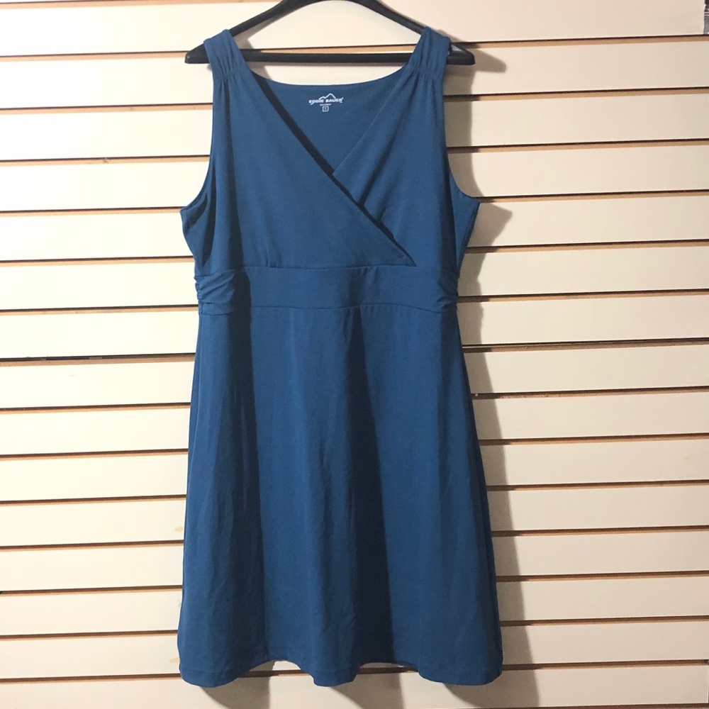 Eddie Bauer knit teal blue travel dress XL